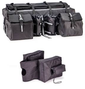 ATV Parts Connection - Padded Cargo Set with Saddle Bags for ATV & Snowmobile, Black, Weather Resistant