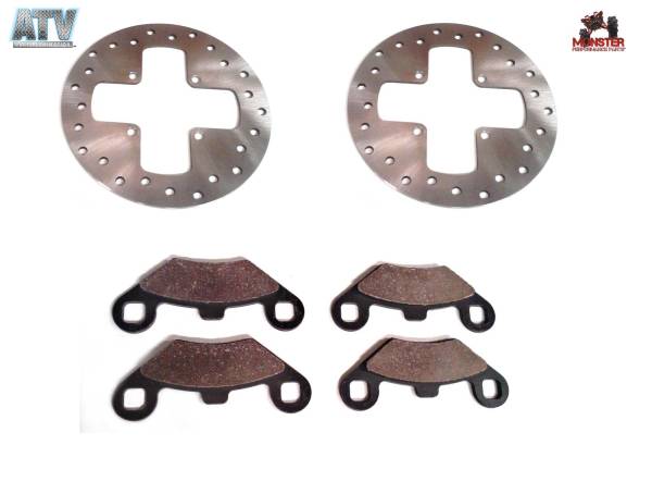 ATV Parts Connection - Monster Brakes Front Set Rotors & Pads replacement for Polaris 5211271, 5211325, 2200465, 1930643