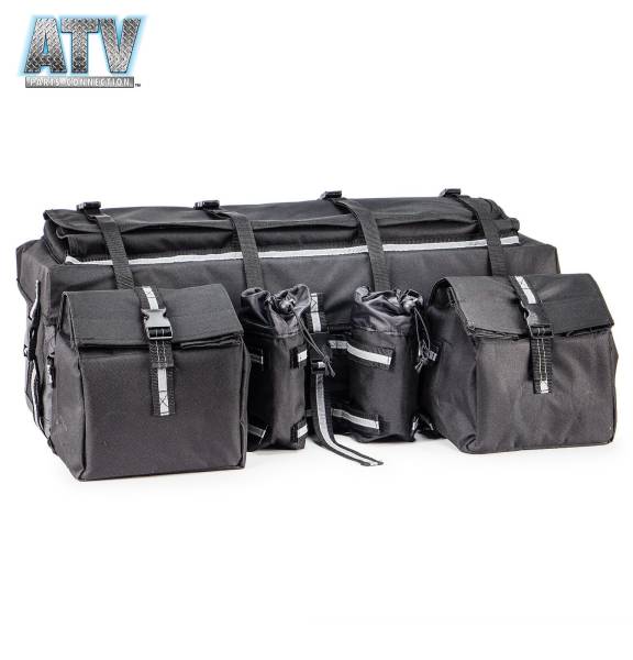 ATV Parts Connection - Black Padded Storage Cargo Bag for ATV Snowmobile w/ Fishing Rod/ Rifle Sleeve