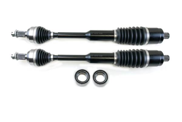 Monster Axles - Monster XP Series Rear CV Axles & Brgs for Polaris 1333947, Left & Right, RZR S 900 1000, RZR 4 900, General 1000 1000-4, Telescoping, Built Tough, 4340 Chromoly, Factory Length with 4" of Travel