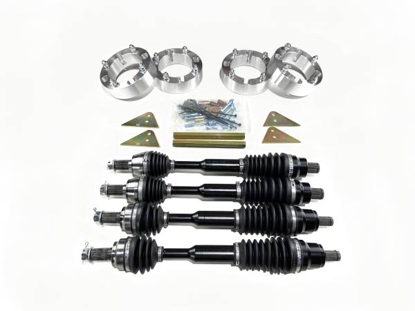 Monster Axles - Monster Full CV Axle Set with High Lifter 2" Lift Kit & Spacers for Polaris 1332873 1332642, Front & Rear, Telescoping, 4340 Chromoly, Dominate Trails