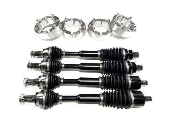 Monster Axles - Monster Full CV Axle Set with High Lifter Spacers for Polaris 1333431, 1332642, Telescoping, 4340 Chromoly, Precision Machined, Exact Fit, Factory Length with 4" of Travel