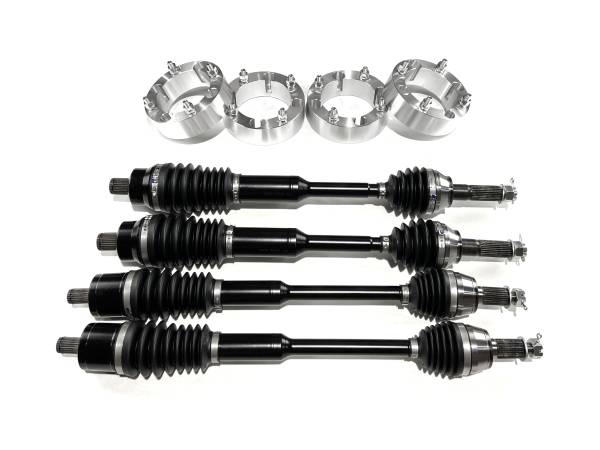 Monster Axles - Monster Full CV Axle Set with High Lifter 2" Spacers for Polaris 1332637 1332947, Telescoping, 4340 Chromoly Steel, Precision Machined, Exact Fit, Factory Length with 4" of Travel