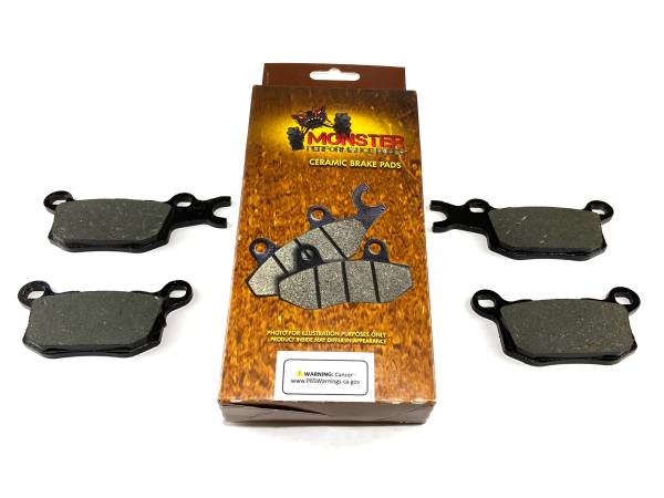 Monster Axles - Monster Performance Rear Brake Pad Set for Can-Am 715900381 715900382, Left & Right, Quiet Braking, Low-Dust, All-Weather, Quality Tested