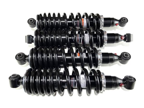 MONSTER AXLES - Monster Performance Full Shock Set for Honda Pioneer 500 2017-2021, Front & Rear, Monotube, Dual-Rate, Responsive Handling, Quality Tested, Gas-charged, Anti-foam, Anti-shear, Adjustable