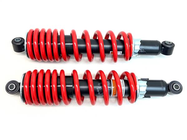 MONSTER AXLES - Monster Performance Front Shocks for Yamaha Kodiak 700 2016-2022, Left & Right, Dual Rate, Red, Responsive Handling, Optimal Damping, Quality Tested, Gas-charged, Anti-foam, Anti-shear, Adjustable