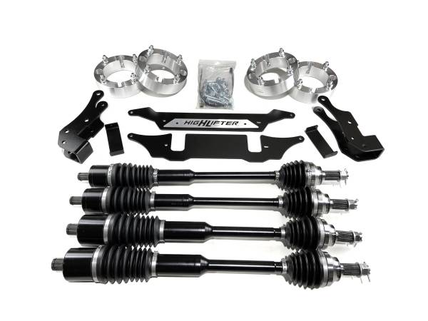 MONSTER AXLES - Monster Full CV Axle Set with High Lifter 3" Lift Kit & Spacers for Polaris 1334491, 1333944, Front & Rear, Telescoping, 4340 Chromoly, Dominate Trails