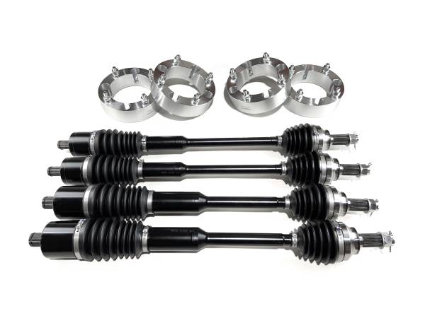 Monster Axles - Monster Full CV Axle Set with High Lifter 2" Spacers for Polaris 1334491, 1333944, Telescoping, 4340 Chromoly Steel, Precision Machined, Exact Fit, Factory Length with 4" of Travel