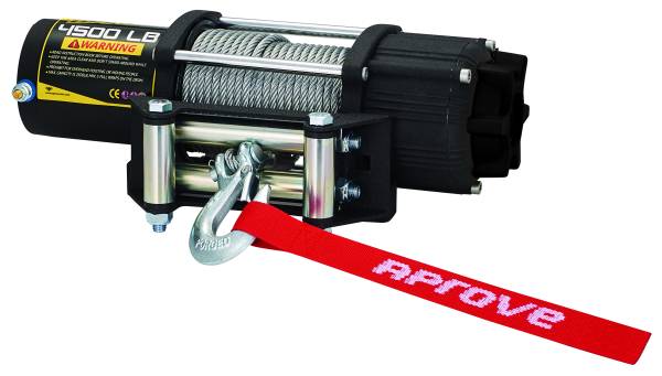 Aprove - Aprove 4500 LB Winch with Steel Cable and 4-Way Roller, High Pulling Power, Robust Housing, Durable Finish, Weather Sealed, Long-Life Motor, Corrosion Resistant, Quality Tested