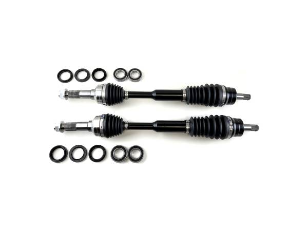 MONSTER AXLES - Monster XP Series Front CV Axles & Brg Kits for Yamaha Rhino 700 2008-2013, Left & Right, Telescoping, Built Tough, 4340 Chromoly Steel, Direct Fit, Factory Length with 4" of Travel