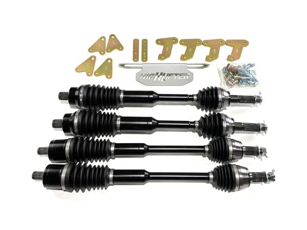 MONSTER AXLES - Monster Full CV Axle Set with High Lifter 4" Lift Kit for Polaris 1332637 1332947, Front & Rear, Telescoping, 4340 Chromoly, Dominate Trails