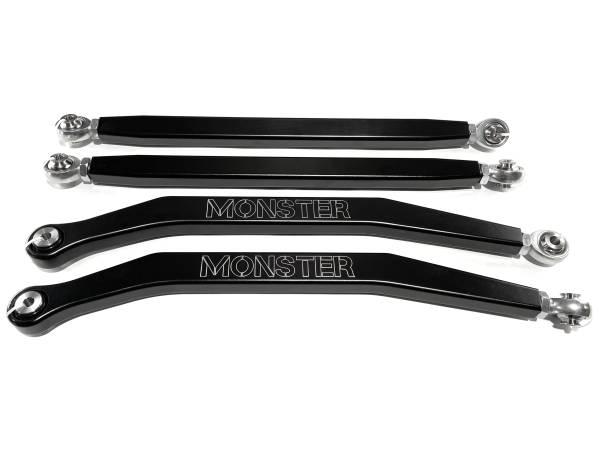 MONSTER AXLES - Monster Performance High Clearance Radius Rods for Polaris RZR PRO XP XP4 2020-2023, Precision Machined, 6061-T6 Aluminum Alloy, Heavy Duty, Improve Stability, Set of 4, Black Anodized