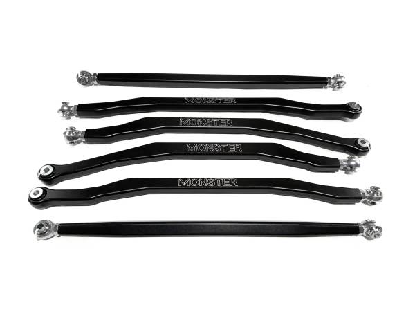 MONSTER AXLES - Monster Performance High Clearance Rear Radius Rod Set for Can-Am 72" Maverick X3 Turbo R RR XMR, XRS, XRC 2019-2023, Precision Machined, Improve Stability, Anodized 6061-T6 Aluminum Alloy, Set of 6