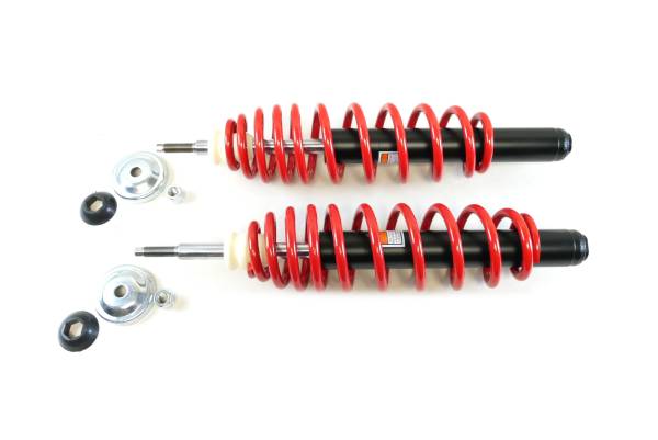 MONSTER AXLES - Monster Performance Front Shocks for Polaris 7041784, Left & Right, Ranger Series 10 & 11, Monotube, Dual-Rate, Responsive Handling, Gas-charged, Anti-foam, Anti-shear, Quality Tested, Red