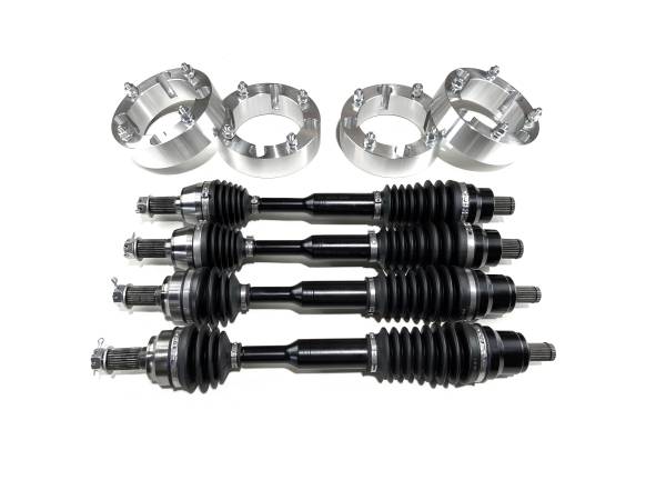MONSTER AXLES - Monster Full CV Axle Set with High Lifter Spacers for Polaris 1332873 1332642, Telescoping, 4340 Chromoly, Precision Machined, Exact Fit, Factory Length with 4" of Travel