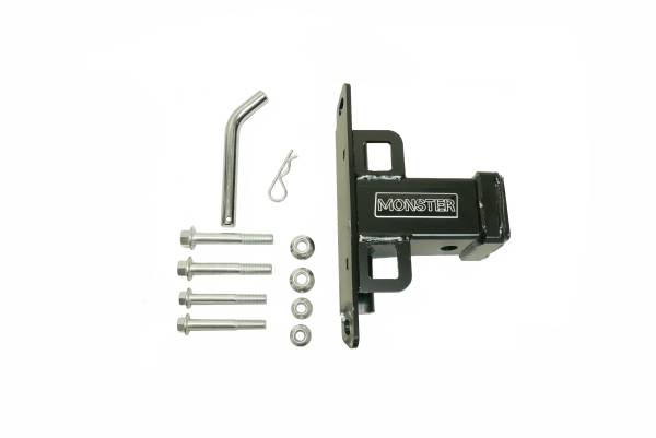 MONSTER AXLES - Monster Performance Rear Hitch Receiver for Kawasaki Teryx KRX 1000 2020-2024 2" Black Welded Steel Corrosion Resistant Standard Opening Long-Life Design