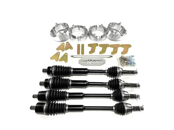 MONSTER AXLES - Monster Full CV Axle Set with High Lifter 4" Lift Kit for Polaris 1332637 1332947 Front & Rear Telescoping 4340 Chromoly Dominate Trails