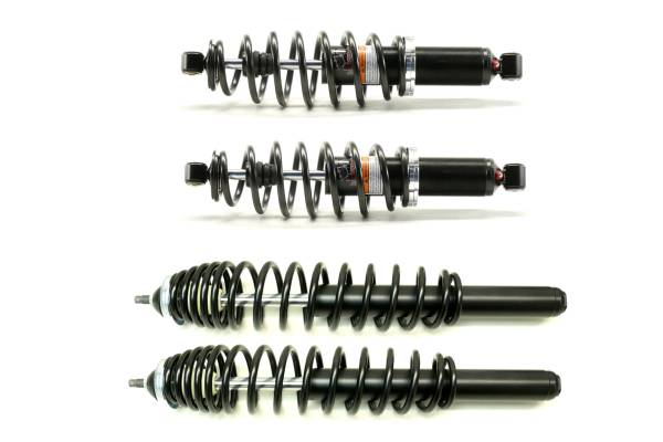 MONSTER AXLES - Monster Performance Full Shock Set for Polaris 7041762 7043100 Front & Rear Sportsman & Hawkeye Monotube Responsive Handling Quality Tested Gas-charged Anti-foam Anti-shear Adjustable