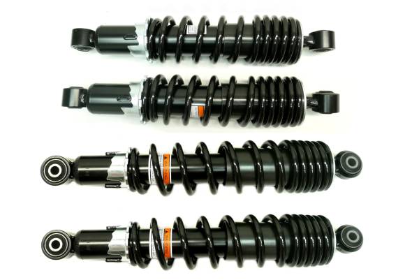 MONSTER AXLES - Monster Performance Full Shock Set for Suzuki King Quad 700 750 2005-2018 Front & Rear Monotube Responsive Handling Optimal Damping Quality Tested Gas-charged Anti-foam Anti-shear Adjustable