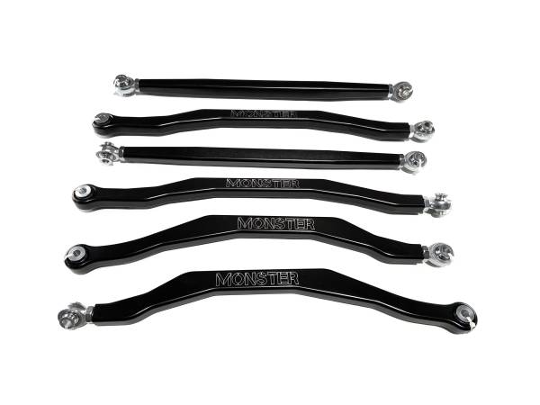 MONSTER AXLES - Monster Performance High Clearance Rear Radius Rod Set for Can-Am 64" Maverick X3 Turbo R RR XMR XRS XRC 2019-2023 Precision Machined Improve Stability Anodized 6061-T6 Aluminum Alloy Set of 6
