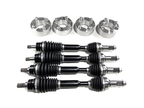 MONSTER AXLES - Monster Full CV Axle Set with High Lifter Spacers for Yamaha Grizzly 700 2016-2022 Front & Rear Telescoping 4340 Chromoly Precision Machined Exact Fit Factory Length with 4" of Travel
