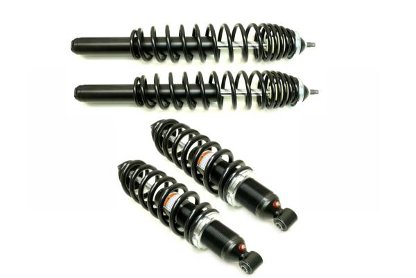 MONSTER AXLES - Monster Performance Full Shock Set for Polaris Ranger 500 2x4 2005-2009 Monotube Responsive Handling Optimal Damping Gas-charged Anti-foam Anti-shear Quality Tested