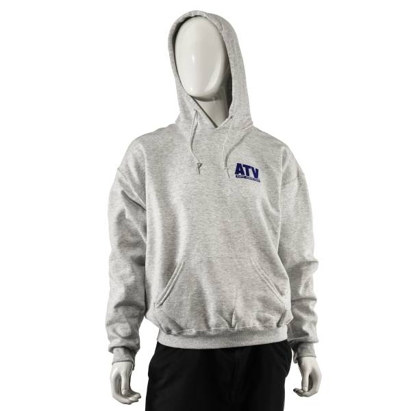 ATV Parts Connection - ATV Parts Connection Authentic Hooded Sweatshirt Medium Light Grey Durable Fabric Draw-String Hood Central Front Pocket Soft Feel Comfortable Fit Machine Washable Flag Logo
