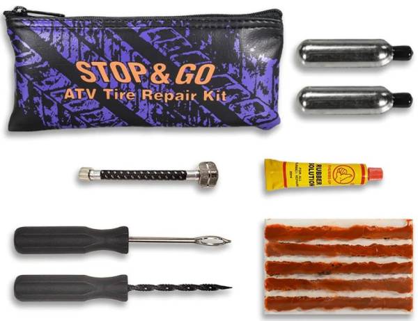 Stop & Go - Stop & Go Tubeless Tire Repair Kit Reliable Fix Compact Design Quick Repair Robust Insertion Tool Strong Cement CO2 Cartridges Included All-in-One-Kit 8065