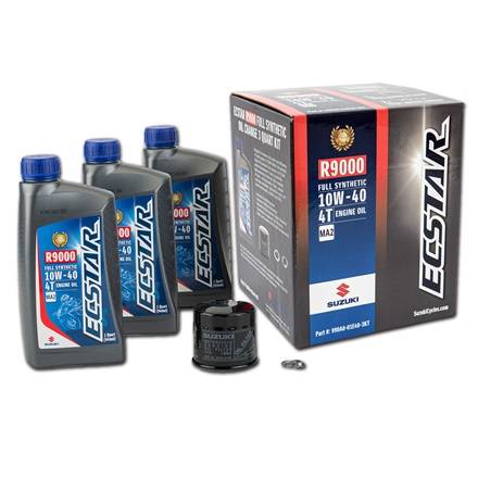 Suzuki Complete Oil Change Kit | ECSTAR R9000 10W-40 Full Synthetic | King Quad 500 750 GSX SV V-Strom