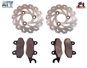 ATV Parts Connection - Monster Brakes Set Rotors & Pads replacement for Suzuki 59211-45G00 59100-09870 59100-09860 - Image 1