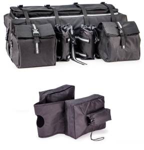 ATV Parts Connection - Padded Cargo Set with Saddle Bags for ATV & Snowmobile, Black, Weather Resistant - Image 1