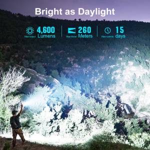 Olight - Seeker 4 Pro Flashlight - Matte Black CW - 4600 Lumen - 260 Meter Throw - 6 Modes, USB-C Charger - Dog Walking - Hiking - Camping - Emergency - Image 3