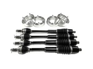 Monster Full CV Axle Set with High Lifter Spacers for Polaris 1333263, 1333081, Telescoping, 4340 Chromoly Steel, Precision Machined, Exact Fit, Factory Length with 4" of Travel