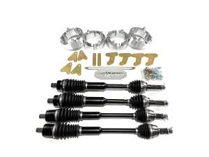 Monster Full CV Axle Set with High Lifter 4" Lift Kit for Polaris 1332637 1332947, Front & Rear, Telescoping, 4340 Chromoly, Dominate Trails