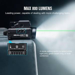 Olight - Baldr S Rail Mounted Light 800 Lumens; Black w/ Green Laser - Quick Install - Perfect for GL and PIC Rails - 130 Meter Beam Distance - Image 4