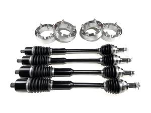 Monster Full CV Axle Set with High Lifter 2" Spacers for Polaris 1334491, 1333944, Telescoping, 4340 Chromoly Steel, Precision Machined, Exact Fit, Factory Length with 4" of Travel