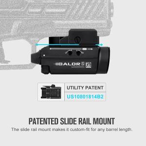 Olight - Baldr S Rail Mounted Light 800 Lumens; Black w/ Green Laser - Quick Install - Perfect for GL and PIC Rails - 130 Meter Beam Distance - Image 2