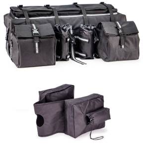 Storage Cargo Set with Tang Bag Black Weather Resistant Canvas Insulated Adjustable Dual Bottle Holders UV Resistant ATVPC