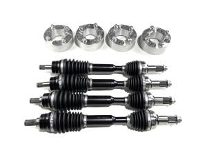 Monster Full CV Axle Set with High Lifter Spacers for Yamaha Grizzly 700 2016-2022 Front & Rear Telescoping 4340 Chromoly Precision Machined Exact Fit Factory Length with 4" of Travel