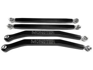 Monster Performance High Clearance Radius Rods for Polaris RZR PRO XP XP4 2020-2023 Precision Machined 6061-T6 Aluminum Alloy Heavy Duty Improve Stability Set of 4 Black Anodized