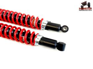 MONSTER AXLES - Monster Performance Front Shocks for Honda TRX400EX 2005-2007 Left & Right Linear Rate Red Responsive Handling Optimal Damping Quality Tested Gas-charged Anti-foam Anti-shear Adjustable - Image 2