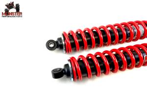 MONSTER AXLES - Monster Performance Front Shocks for Honda TRX400EX 2005-2007 Left & Right Linear Rate Red Responsive Handling Optimal Damping Quality Tested Gas-charged Anti-foam Anti-shear Adjustable - Image 3