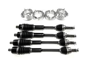 Monster Full CV Axle Set with High Lifter 2" Spacers for Polaris 1332637 1332947 Telescoping 4340 Chromoly Steel Precision Machined Exact Fit Factory Length with 4" of Travel