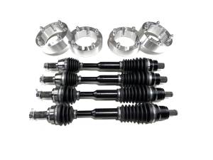 Monster Full CV Axle Set with High Lifter Spacers for Polaris 1332873 1332642 Telescoping 4340 Chromoly Precision Machined Exact Fit Factory Length with 4" of Travel