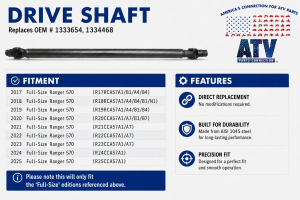 ATV Parts Connection - Precision Front Drive Shaft for Polaris 1333654 1334468 Exact Fit AISI 1045 Steel Heat-Treated Quality Tested Smooth Power Corrosion Resistant ATVPC - Image 2