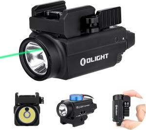 Baldr S Rail Mounted Light 800 Lumens; Black w/ Green Laser - Quick Install - Perfect for GL and PIC Rails - 130 Meter Beam Distance
