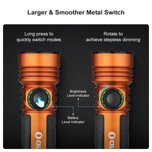 Olight - Seeker 4 Pro High Power Flashlight - Orange CW - 4600 Lumen - 260 Meter Throw - 6 Modes USB-C Charger - Dog Walking - Hiking - Camping - Emergency - Image 9