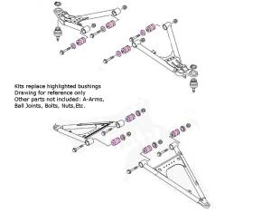 ATV Parts Connection - Full A-Arm Bearing Bushing Set for Yamaha 4WV-23526-00-00 Upper & Lower - Image 2