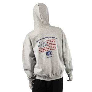 ATV Parts Connection - ATV Parts Connection Authentic Hooded Sweatshirt Large Light Grey Durable Fabric Draw-String Hood Central Front Pocket Soft Feel Comfortable Fit Machine Washable Flag Logo - Image 2