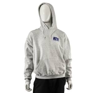 ATV Parts Connection Authentic Hooded Sweatshirt Medium Light Grey Durable Fabric Draw-String Hood Central Front Pocket Soft Feel Comfortable Fit Machine Washable Flag Logo